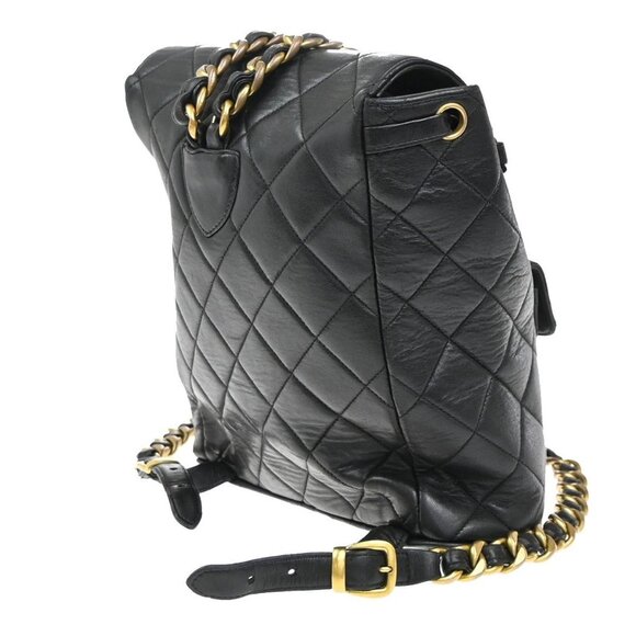 CHANEL CC Logo Duma Matelasse Chain Backpack Bag Leather Black Vintage 359RP114 main image 11